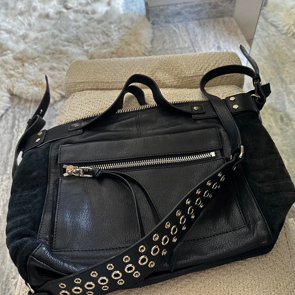 NWOT Kooba Black Leather and Suede Satchel/Shoulder bag